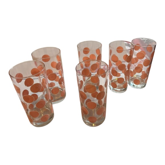 Homer Laughlin Fiesta Dots Circle Tumblers Set of 6 Peach /pink Dots Retired 6” - Picture 5 of 14